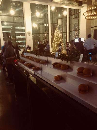 Catering display at New York City holiday event.
