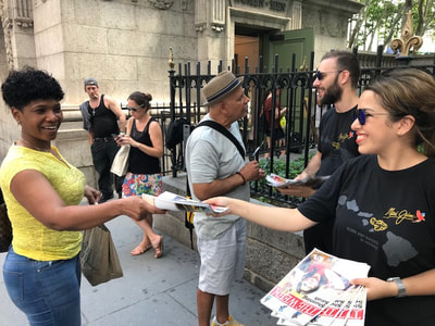 Promotional Brand Ambassador Staff passing out samples in NYC.