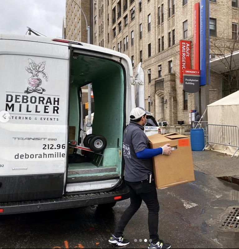 Deborah Miller delivering catered meals to NYC frontline workers